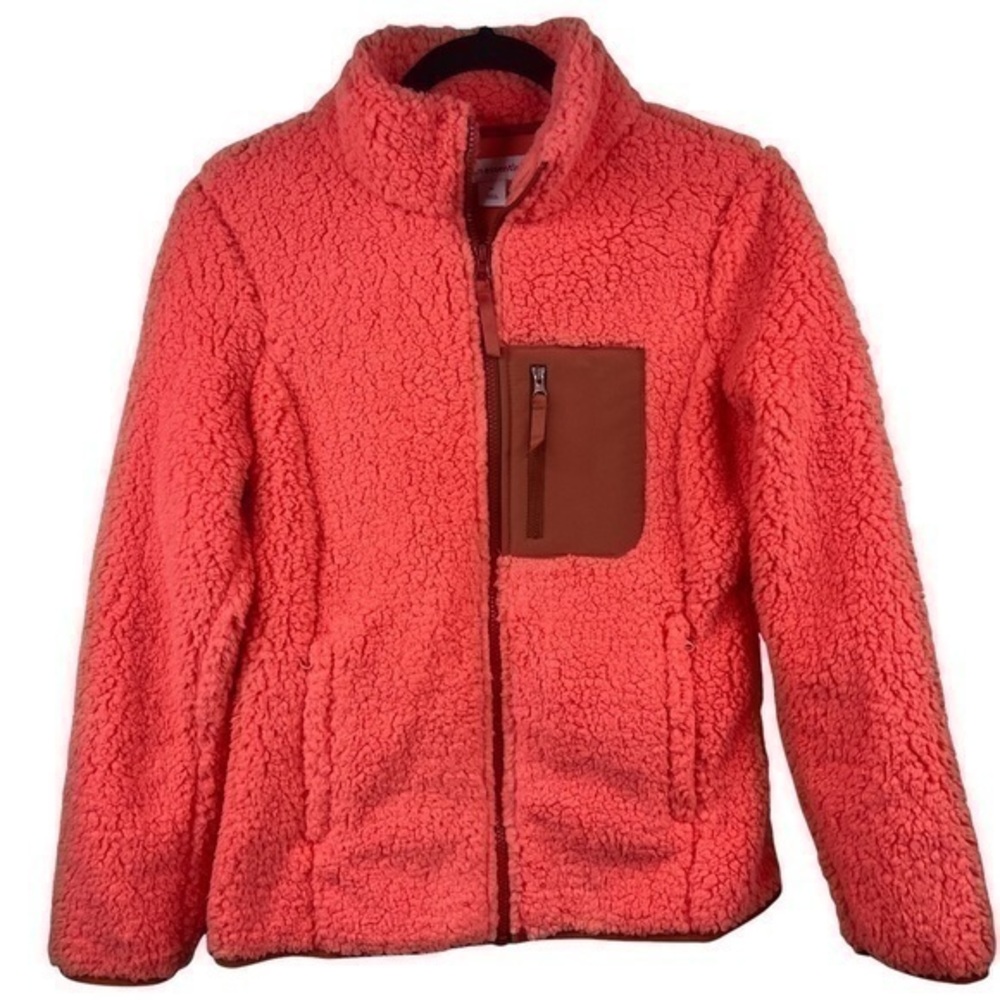 Amazon Essential Fleeced Coral Pink Zip Up Size Xs